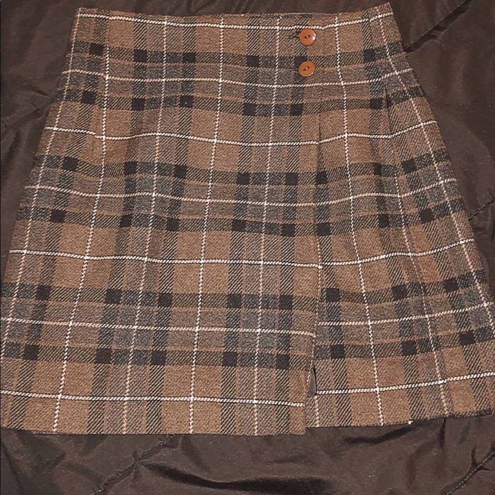 Brown vintage plaid skirt